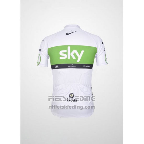 2012 Fietskleding Sky Lider Wit en Groen Korte Mouwen en Koersbroek